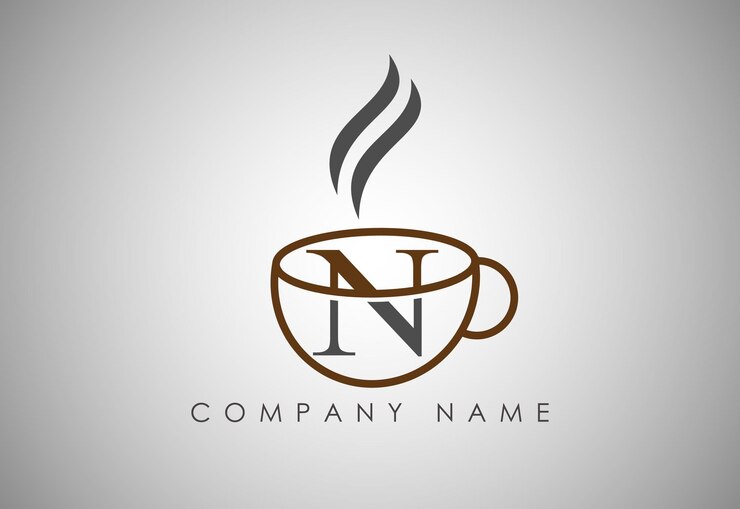 Alfabeto Taza de café Insignia de café Diseño del logotipo de la taza de café