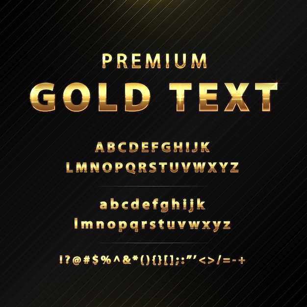 Alfabeto de texto de oro premium