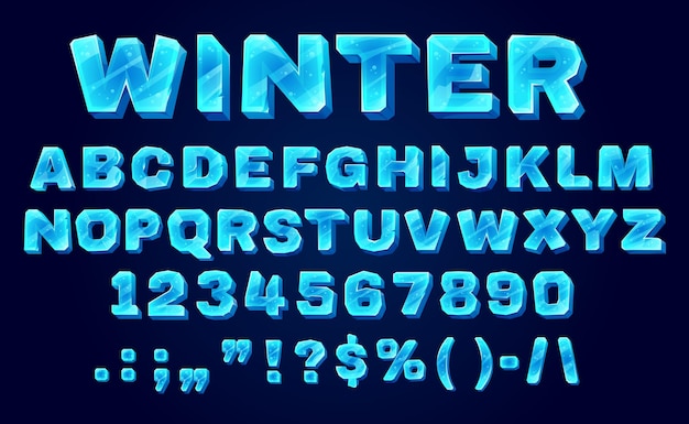 Alfabeto de tipo de letra de fuente de cristal de hielo