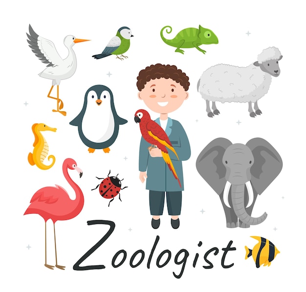 Alfabeto vectorial lindo profesión letra z zookeeper ilustración vectorial