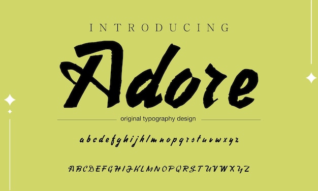 Alfabeto vectorial manuscrito con capital grunge blanco y amarillo sobre fondo azul