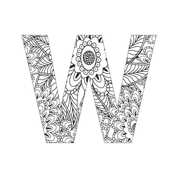 Alfabeto Vintage letras libros para colorear con diseño de vector de mandala de flores para la actividad de los niños