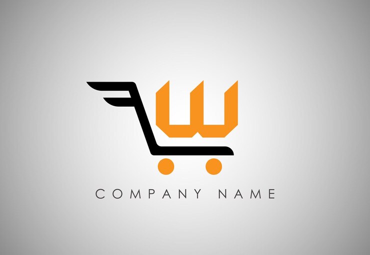 Alfabeto W El logotipo del carrito de compras diseña el concepto Ilustración Iconos
