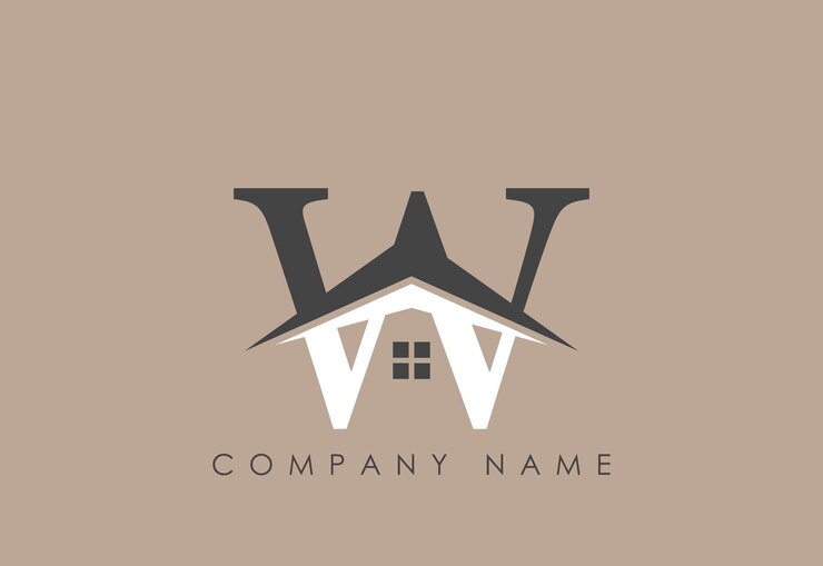 Alfabeto w logotipo de la casa Letras creativas monograma único plantilla vectorial de diseño de edificios inmobiliarios