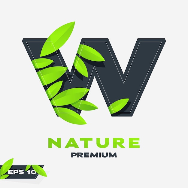 Vector alfabeto w naturaleza hojas logo