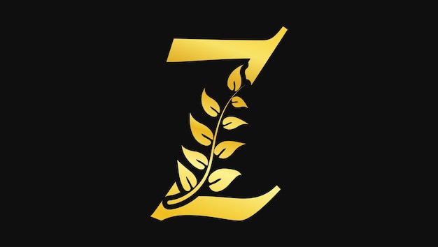 Alfabetos de lujo abc letra z logotipo de monograma de hojas botánicas decorativas