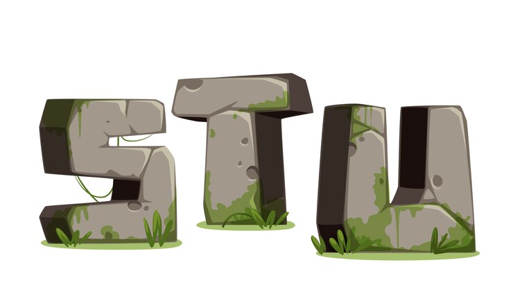 Vector alfabetos de piedra