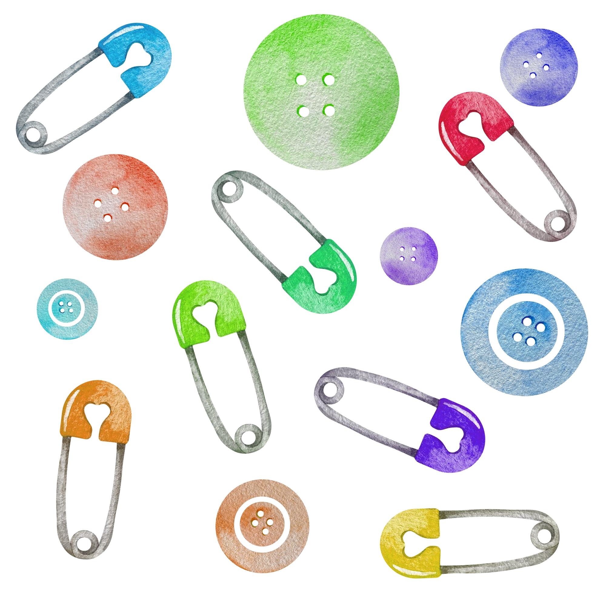 Alfileres y botones coloridos de acuarela para pañales de bebé alfileres y botones para niños de espectro arcoíris |