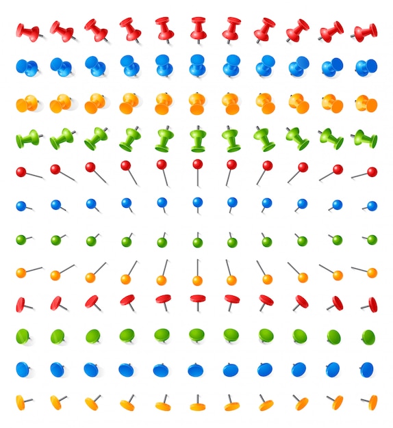 Alfileres de colores de oficina 3D.