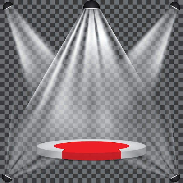 Alfombra roja para podio con spotlight.