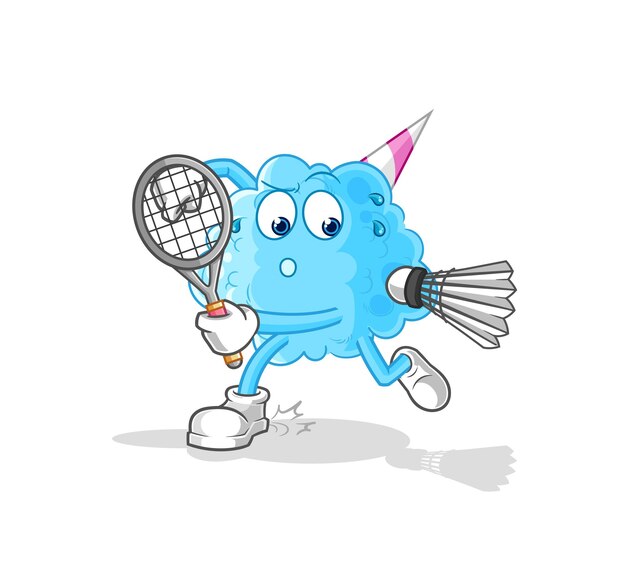 Algodón de azúcar jugando vector de caracteres de ilustración de bádminton