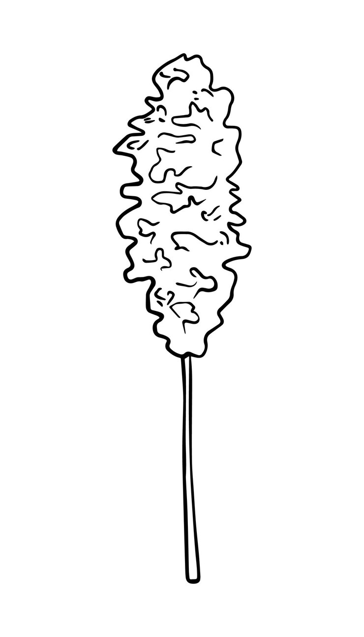 Vector algodón de azúcar en un palo postre dulce comida doodle dibujos animados para colorear lineales