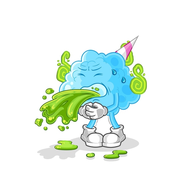 Algodón de azúcar vomitar dibujos animados vector de mascota de dibujos animados