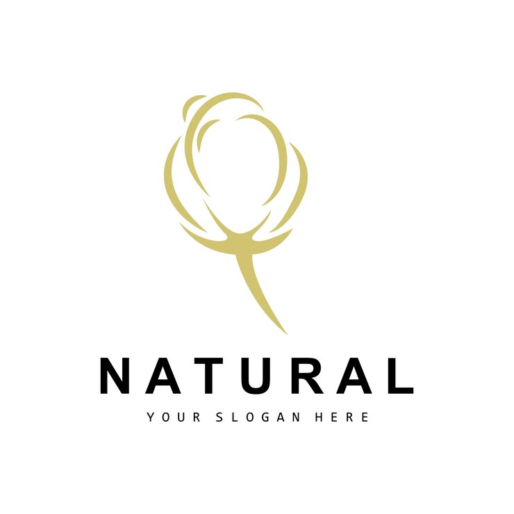 Vector algodón logotipo natural biológico orgánico diseño de plantas belleza textil y ropa vector flores de algodón suave