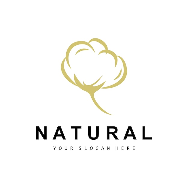 Algodón logotipo natural biológico orgánico diseño de plantas belleza textil y ropa vector flores de algodón suave