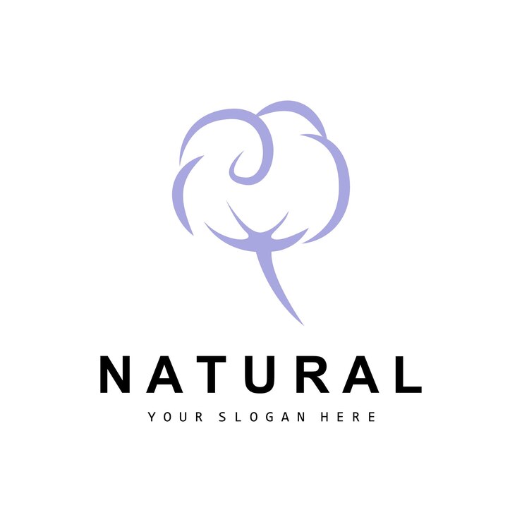 Vector algodón logotipo natural biológico orgánico diseño de plantas belleza textil y ropa vector flores de algodón suave