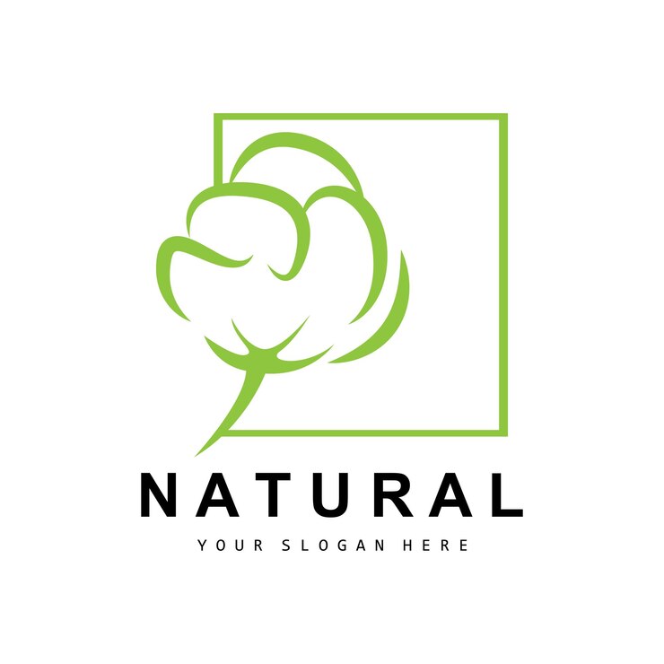 Vector algodón logotipo natural biológico orgánico diseño de plantas belleza textil y ropa vector flores de algodón suave