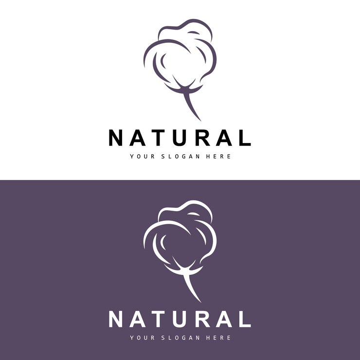 Vector algodón logotipo natural biológico orgánico diseño de plantas belleza textil y ropa vector flores de algodón suave