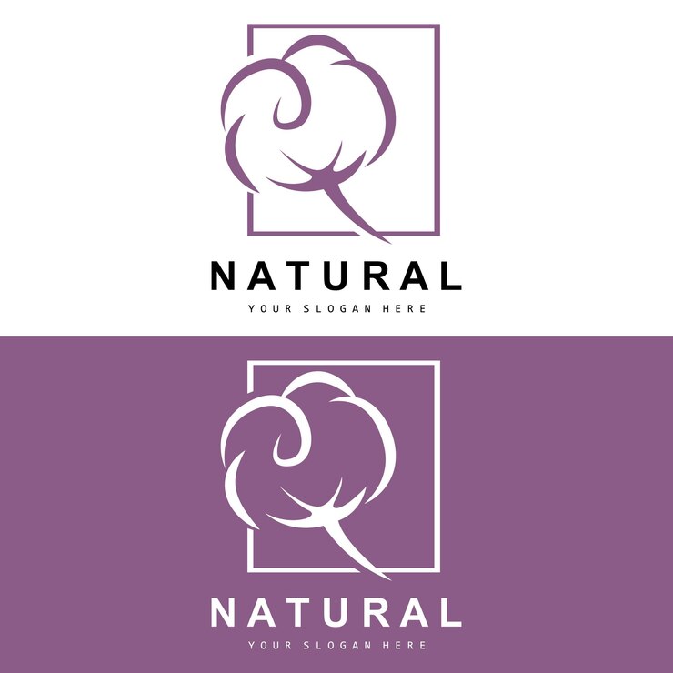 Vector algodón logotipo natural biológico orgánico diseño de plantas belleza textil y ropa vector flores de algodón suave