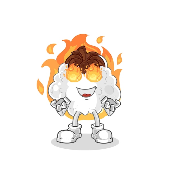 Algodón en vector de dibujos animados de mascota de fuego