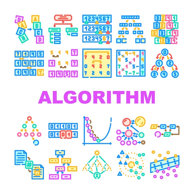 algoritmo de clasificación de datos filtro de iconos conjunto vector