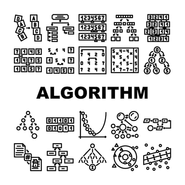 Algoritmo de clasificación de datos filtro de iconos conjunto vector