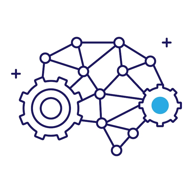 Algoritmos de IA y automatización Diseño de iconos vectoriales Redes neuronales Ciencia de datos Tecnología inteligente