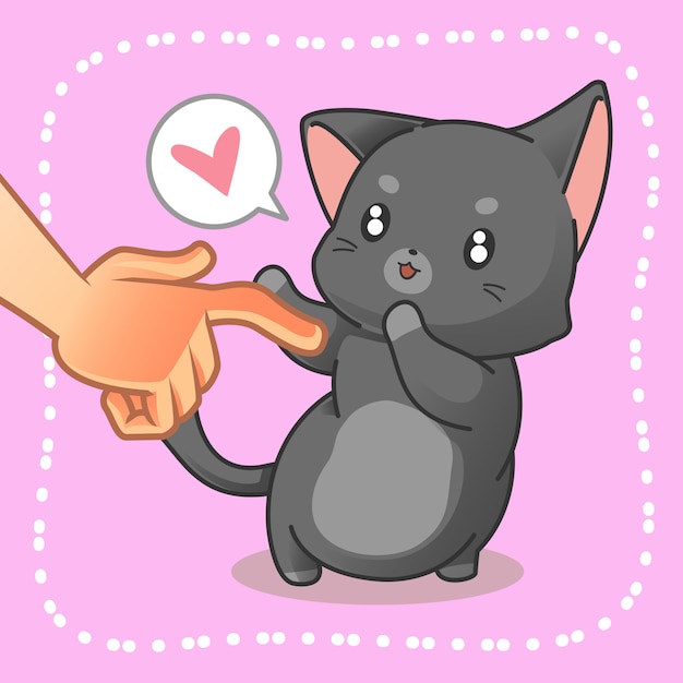 Alguien está tocando a un gatito.