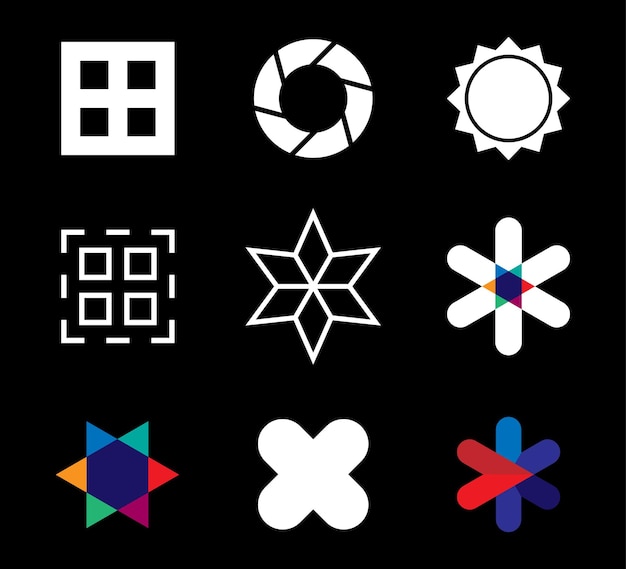 Algunos iconos diferentes y diseño de formas creativas