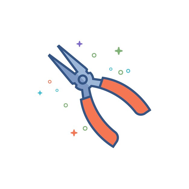 Alicates icono color plano estilo vector ilustración