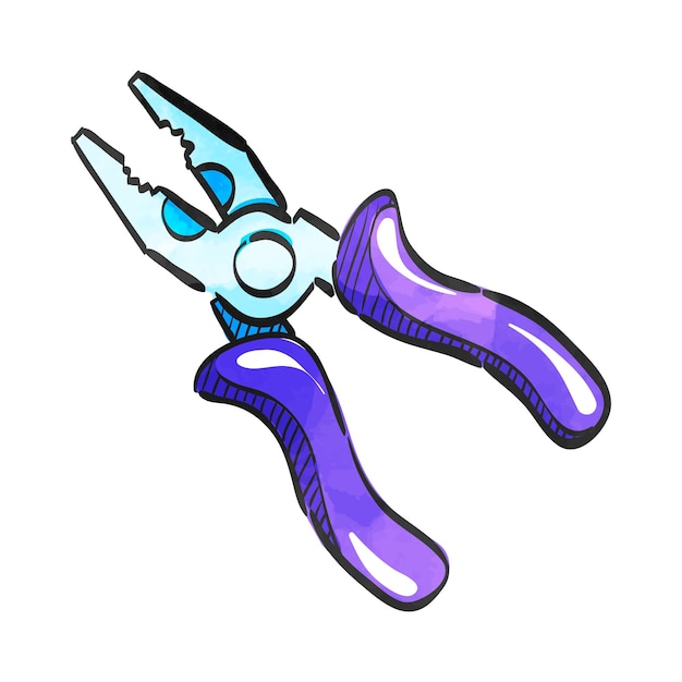 Alicates de icono de estilo acuarela