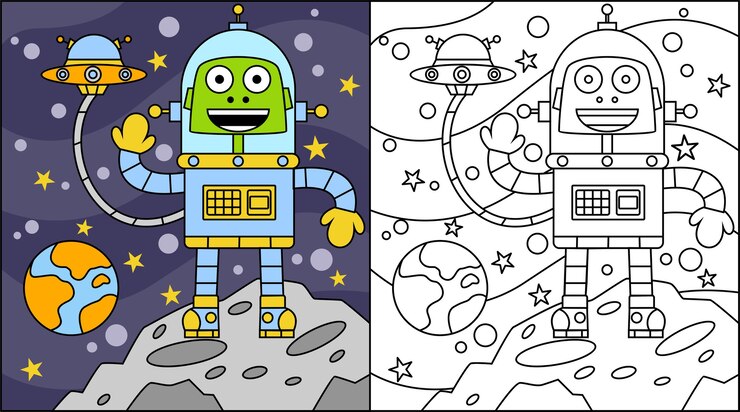 Vector alien de dibujos animados de libro para colorear