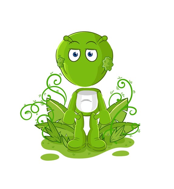 Alien esperando vector de dibujos animados de mascota demasiado largo