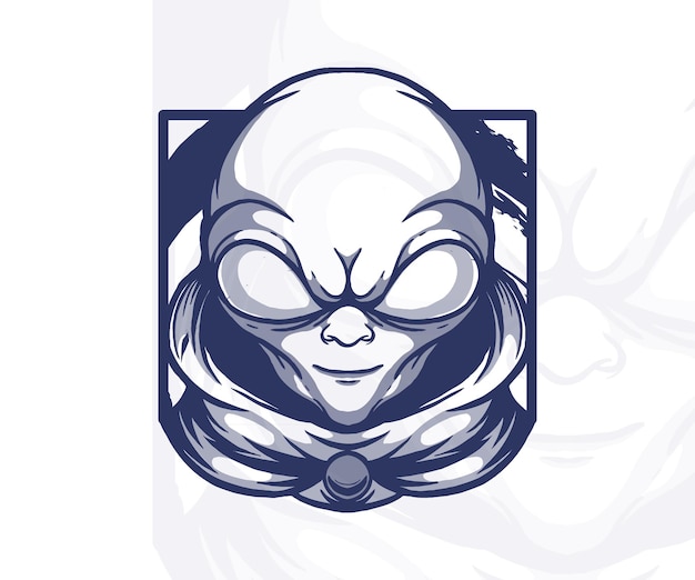 Alien mascota logo vector ilustración fondo blanco