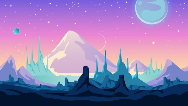 Alien paisaje fantástico fondo espacial sin costuras para el diseño del juego