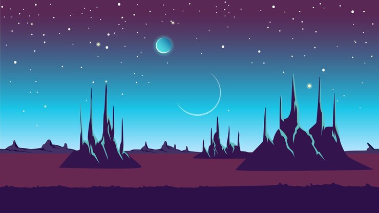 Vector alien paisaje fantástico fondo espacial sin costuras para el diseño del juego