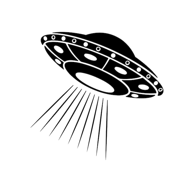 Alien volando con ilustración de icono de vector de dibujos animados ovni concepto extraterrestre vintage