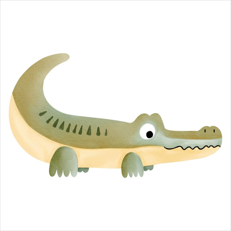 Vector el aligator de acuarela lindo ilustración de cocodrilo dibujado a mano animales salvajes de safari en la jungla