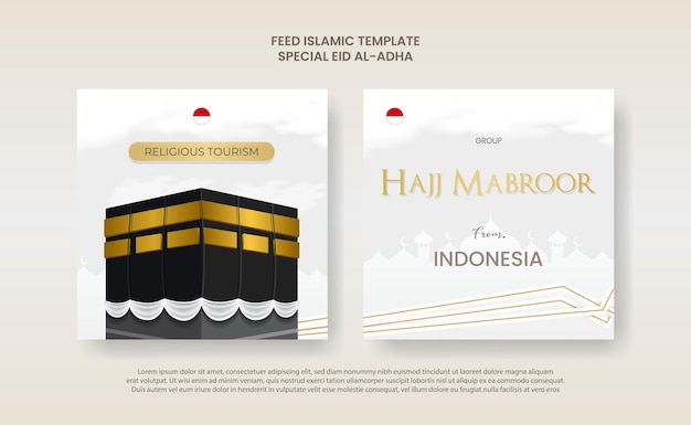 Alimentación de diseño islámico hajj mabrour con kaaba blanca y mezquita