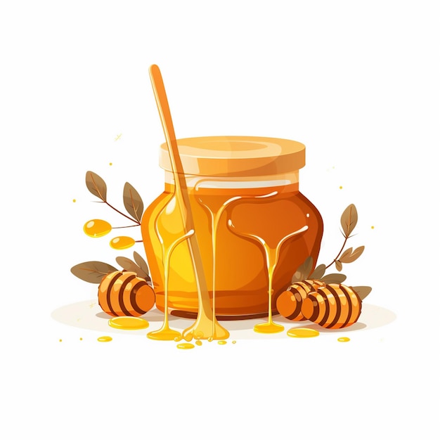 Alimento vector de miel abeja orgánica saludable dulce ilustración líquida panal de miel naturaleza natural