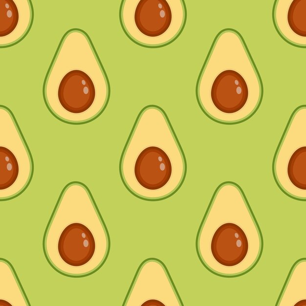 Alimento vegetariano Medio aguacate verde Fruta saludable y deliciosa Patrón sin costuras