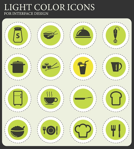 Vector alimentos y cocina simplemente iconos