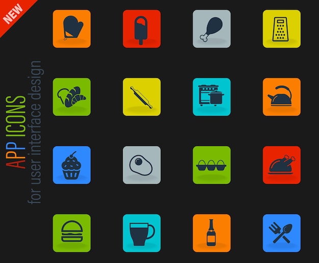 Alimentos y cocina simplemente iconos