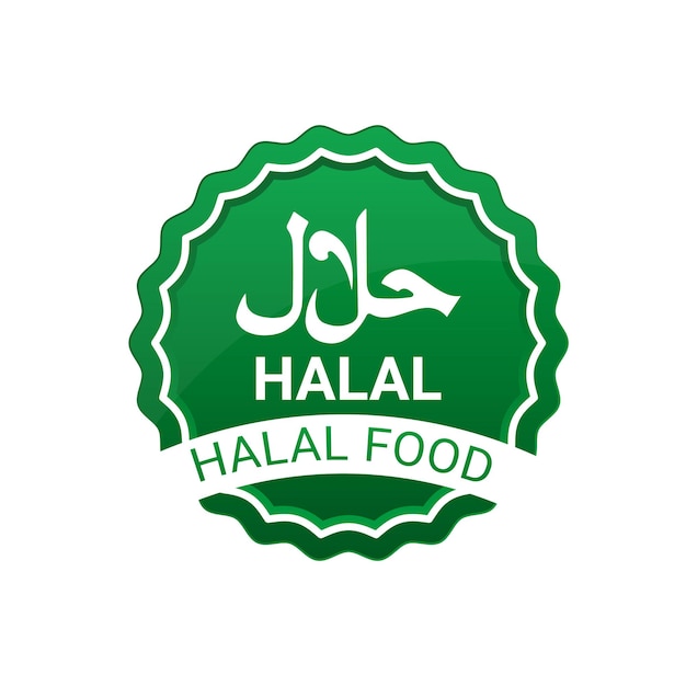 alimentos halal certificados por vectores etiquetas modernas con diseño plano