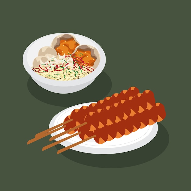 Vector alimentos indonesios, bakso