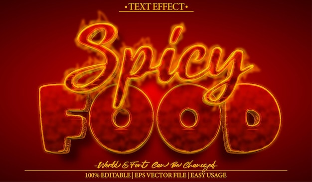 Alimentos picantes Efecto de texto vectorial Editable Alfabeto Rojo Salsa caliente Fuego