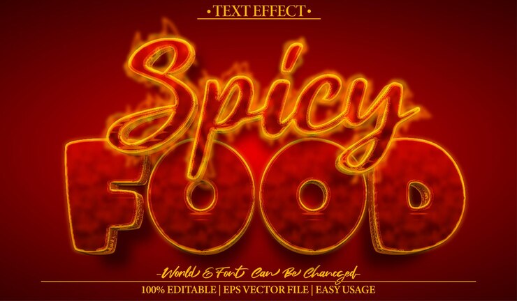 Vector alimentos picantes efecto de texto vectorial editable alfabeto rojo salsa caliente fuego