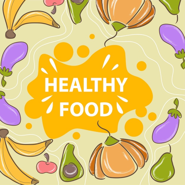 Alimentos que ayudan a mantener la salud. Dieta de por vida. Diseño vectorial con varias verduras.