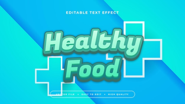 Alimentos saludables azules y verdes estilo de fuente de efecto de texto editable en 3D