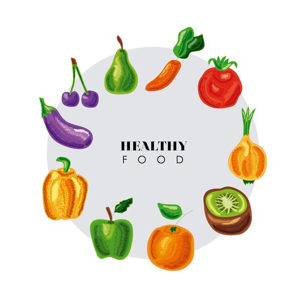 Alimentos saludables establecer iconos alrededor